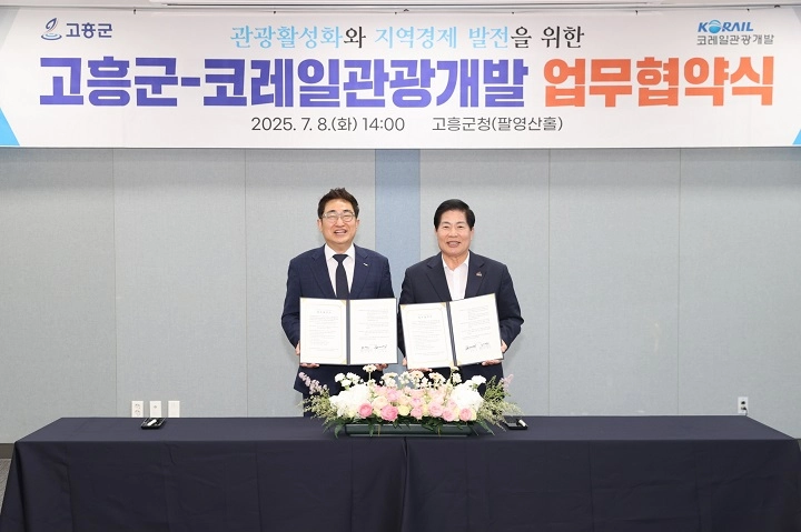 ▲왼쪽부터 권백신 코레일관광개발 대표이사, 공영민 군수ⓒ고흥군