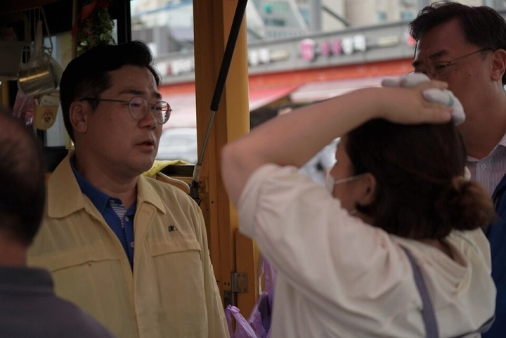 ▲폭우피해 현장을 찾은 박찬대 당대표 후보