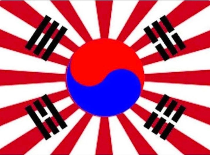 태극기에 욱일기를 합성하여 조롱하는 일본 네티즌들 서경덕 교수제공