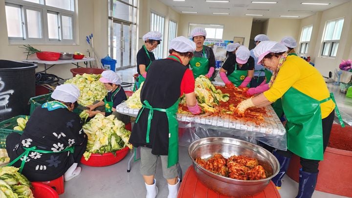 장흥군새마을회가 추석을 맞아 배추 300포기 김치와 송편, 도토리묵을 만들어 지역 어르신들에게 전달했다. 안부 확인과 먹거리 지원을 병행하며 따뜻한 나눔을 실천했다.