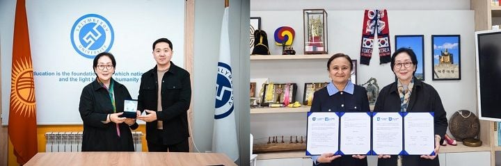 조선대 기후위기대응 융합인재양성사업단이 키르기스스탄 샬름베콥대, 알파라비 카자흐국립대와 협약을 맺고 국제 공유교과목 개설 등 협력을 추진한다.