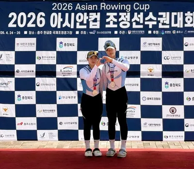 장성군 조정팀 아시안컵 경량 더블스컬 은메달 쾌거